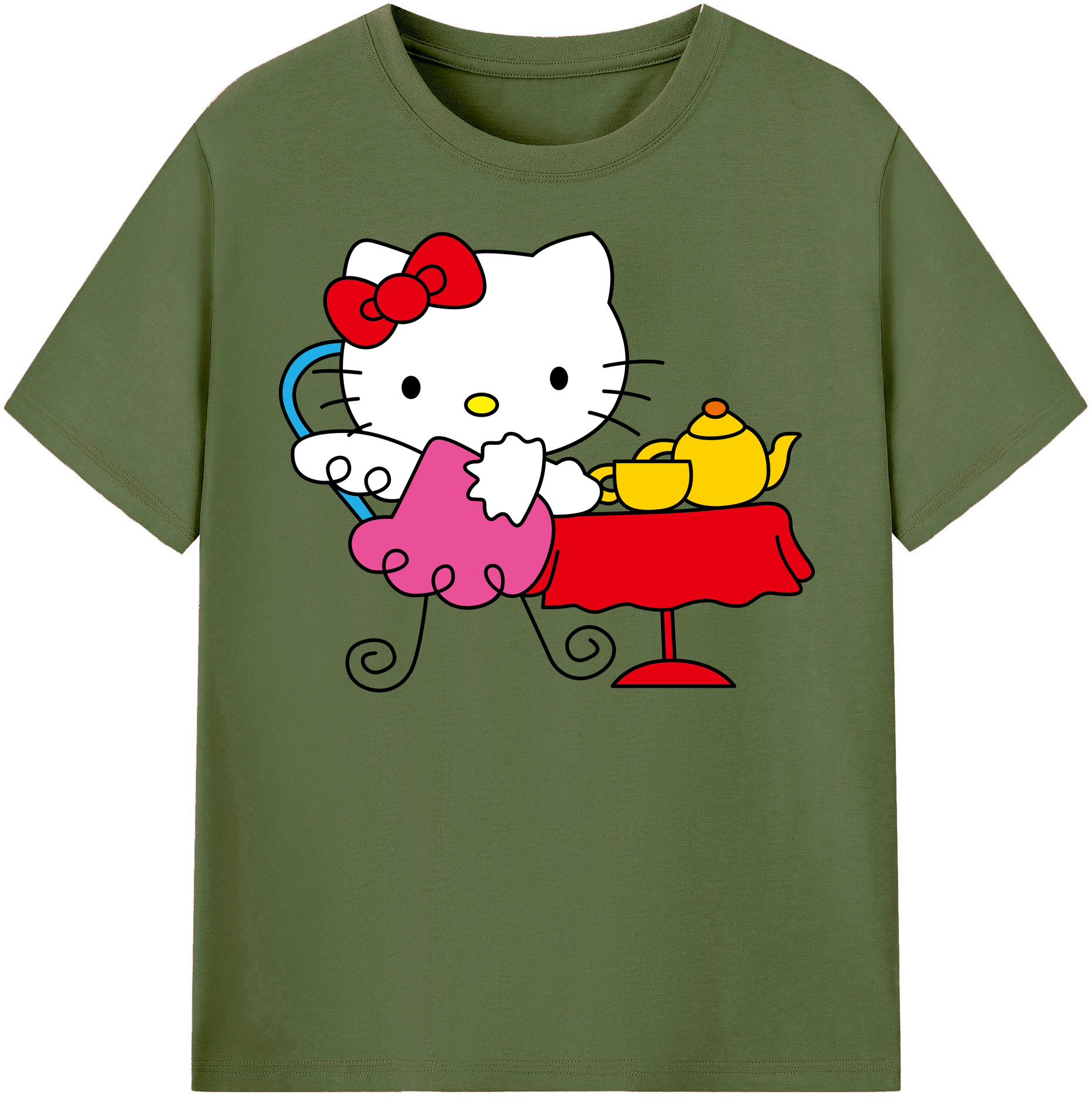 （画像用） Hello Kitty ハローキティ 綿100％半袖Tシャツ（フロントプリント）